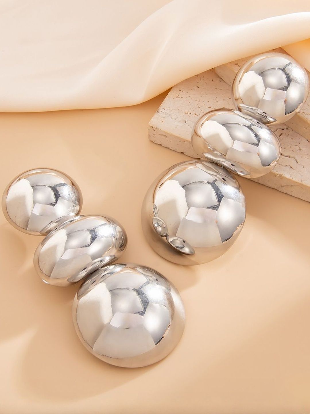 Oval Silver-Plated Drop Earrings