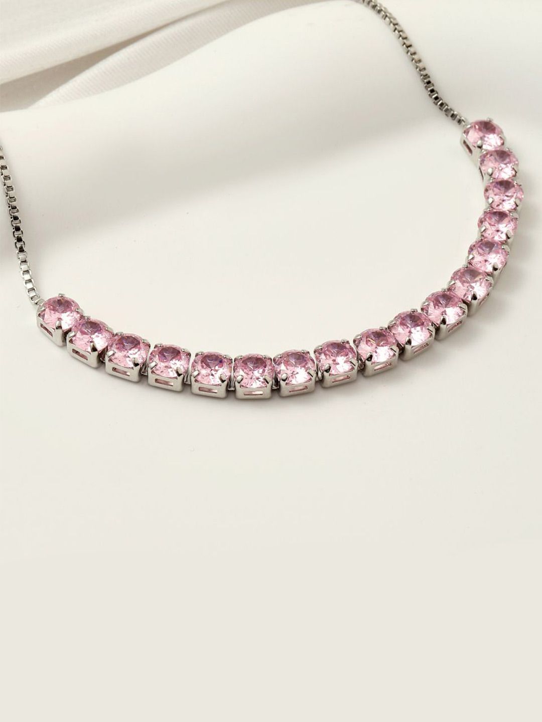 SALTY Aeri Silver-Plated Stone-Studded Tennis Wraparound Bracelet