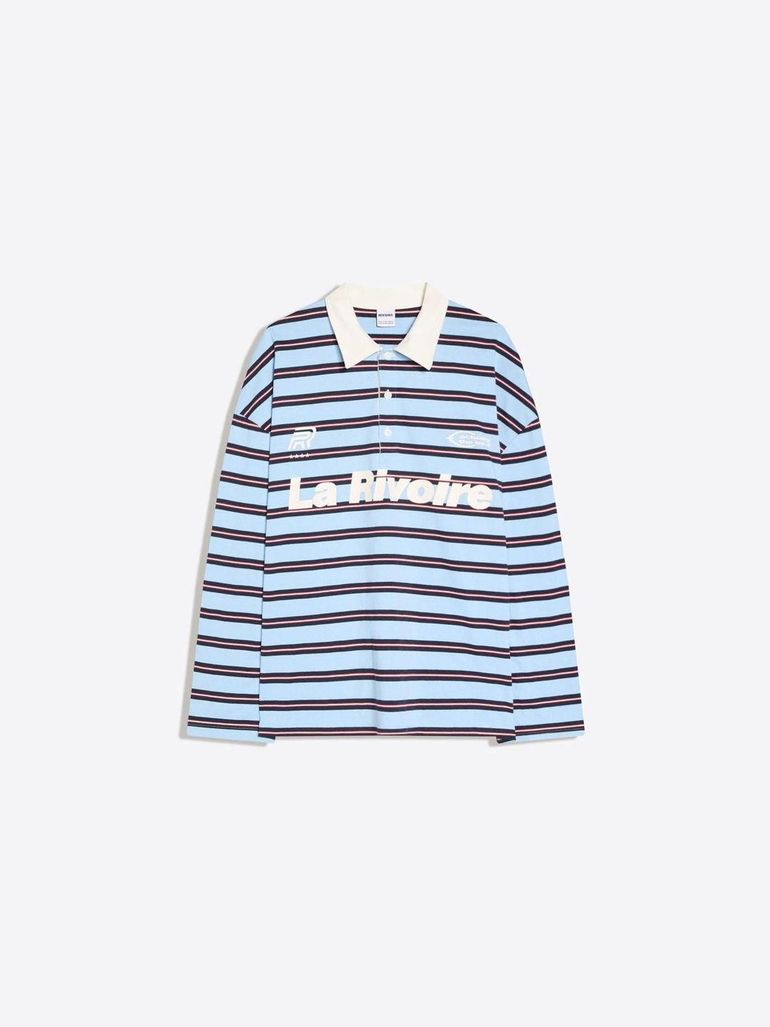 Printed long-sleeve polo collar T-shirt