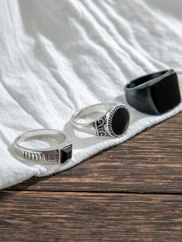 Set Of 3 Silver-Plated  Adjustable Finger Ring