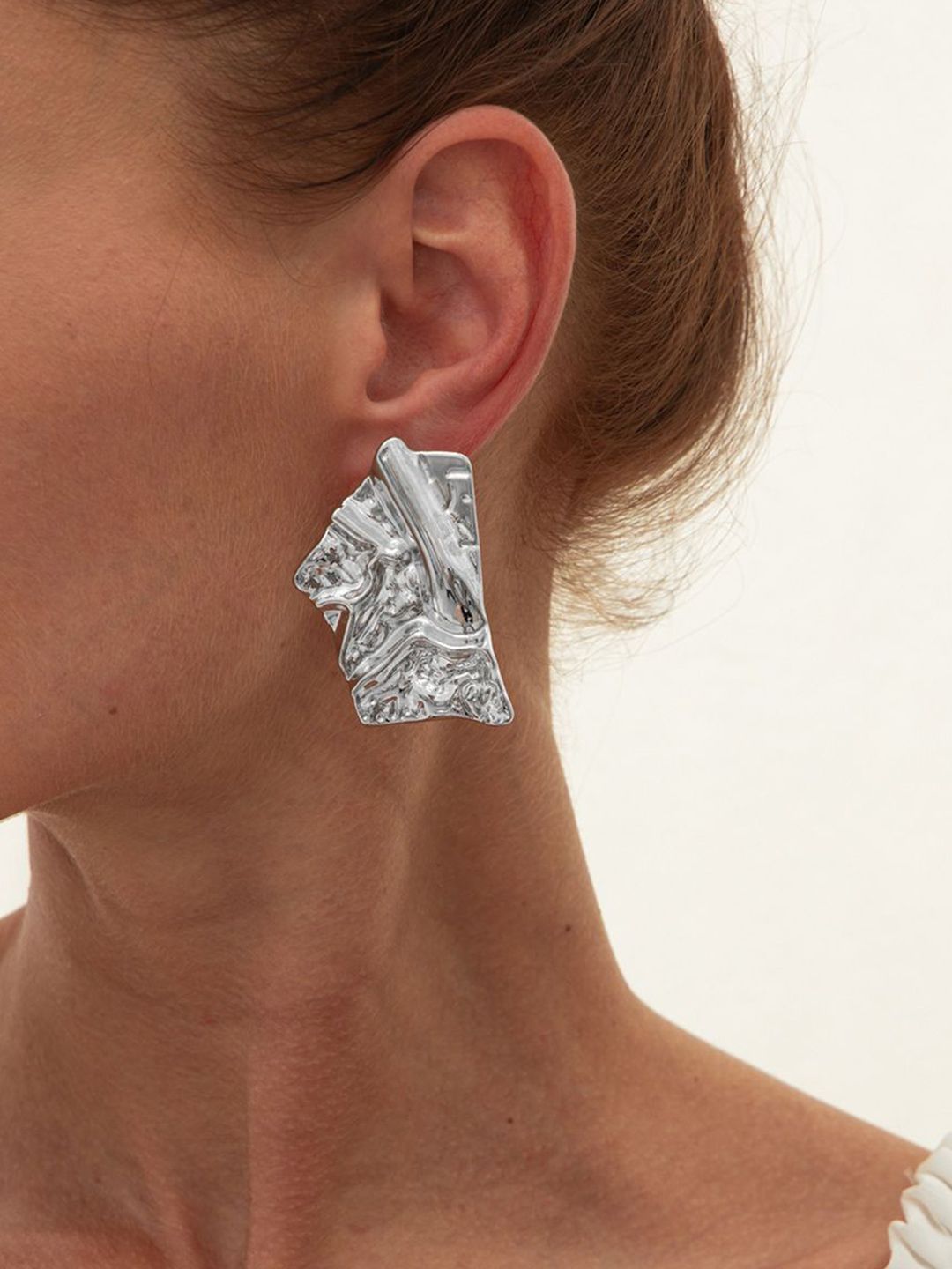 Silver-Plated Contemporary Studs