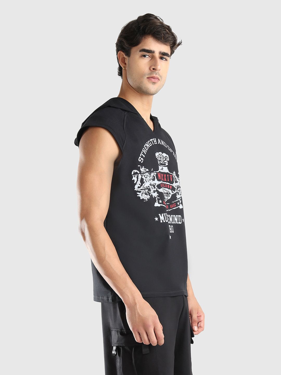 Men X-Dry Soft Typography Printed Hooded T-shirt