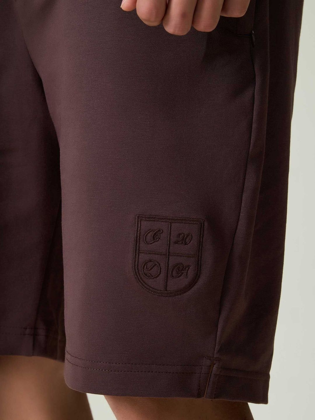 Brown Cotton Leisure Shorts