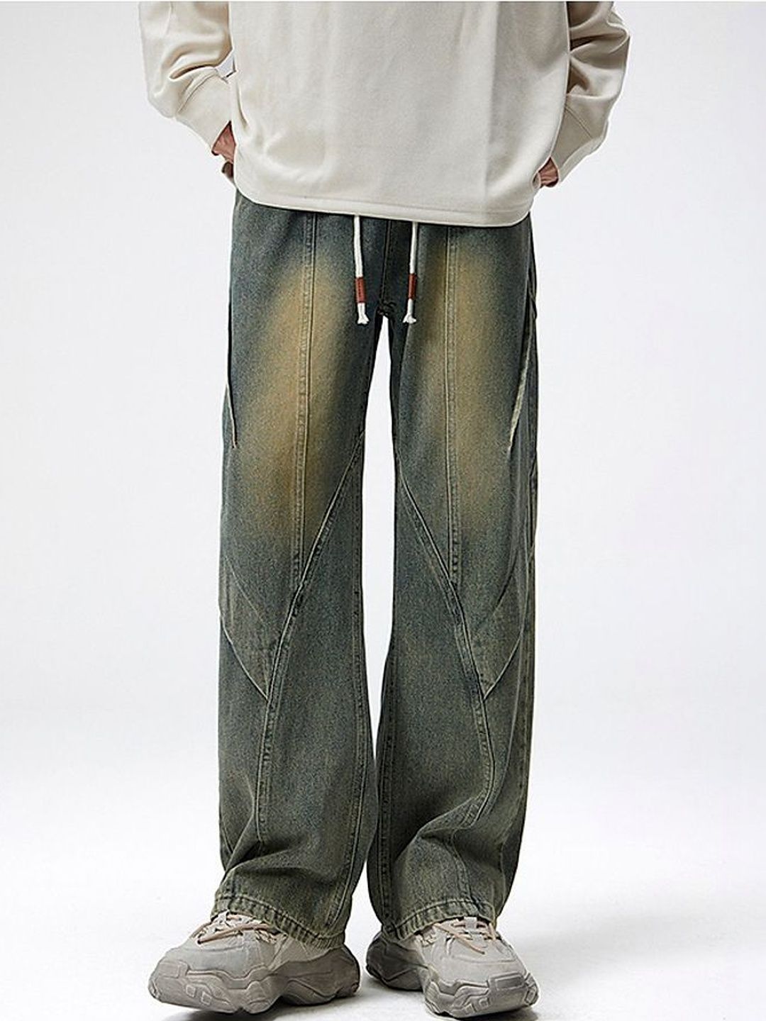 Men Wide Leg Mid-Rise Medium Jeans