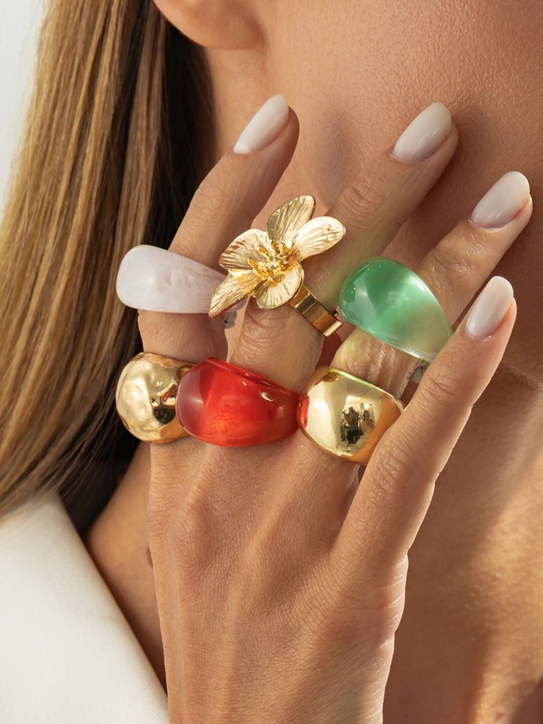 Set Of 6 Gold-Plated Finger Rings