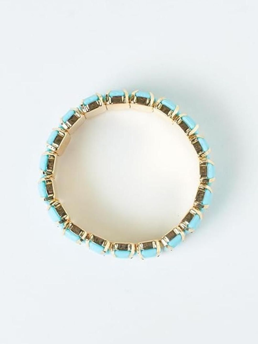 SALTY Women Stainless Steel Stone Studded Celestial Cyan Band Wraparound Bracelet
