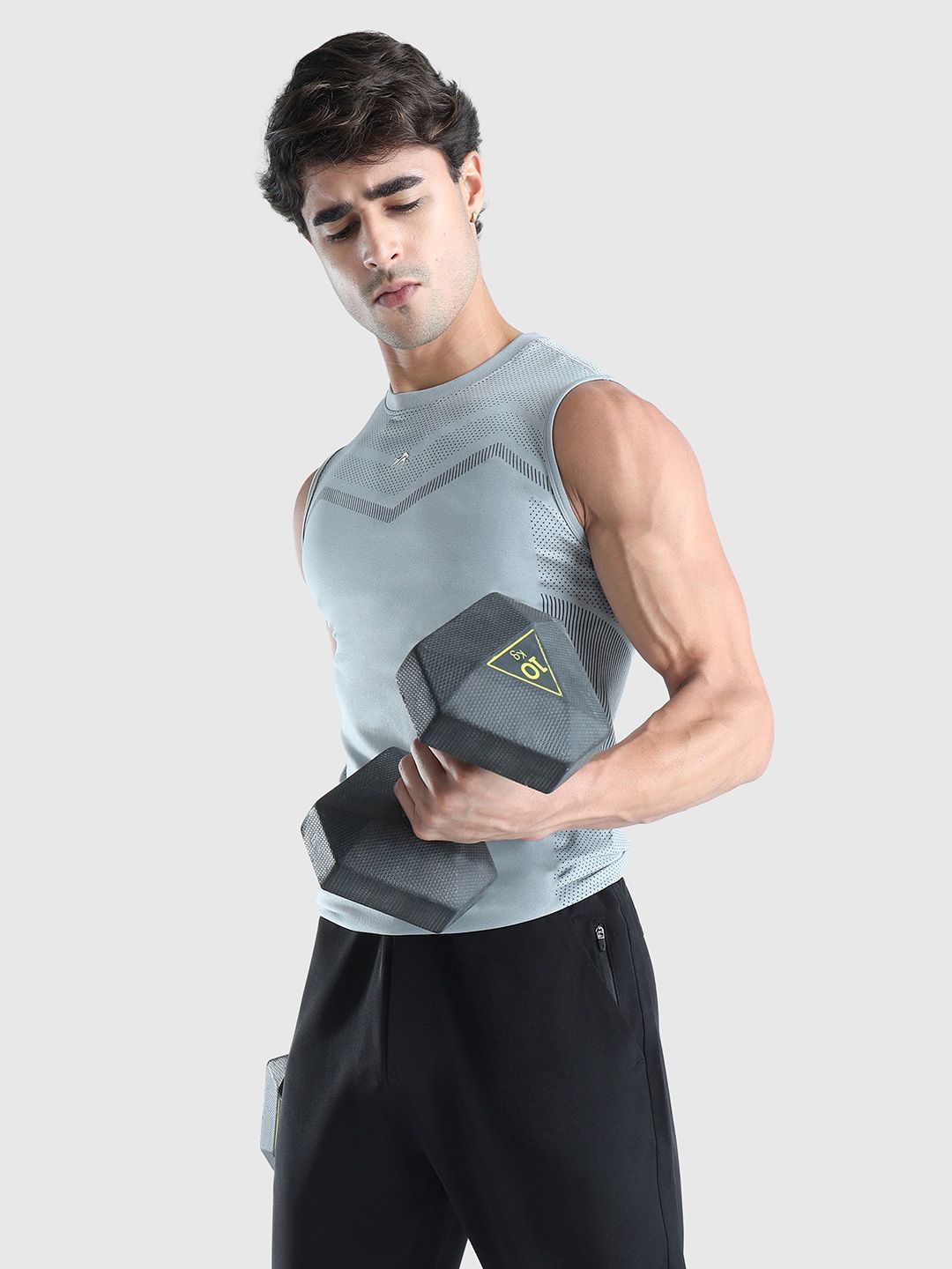 Men Moisture Wicking Self Design Round Neck Compression T-shirt