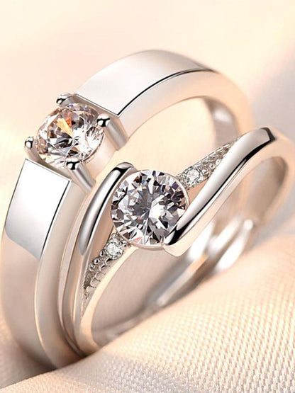 SALTY Set Of 2 Crystal Bliss Delicate Ring For Girlfriend & Boyfriend