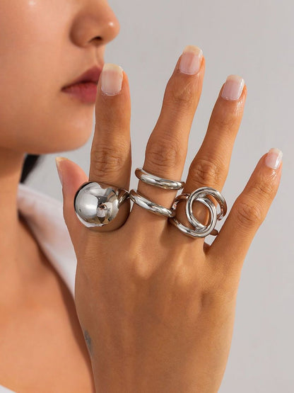 Set of 4 Silver-Plated Finger Ring