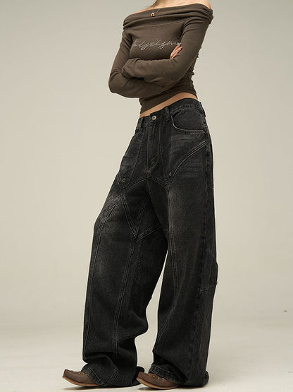 Men Wide Leg Light Fade Mid-Rise Jeans