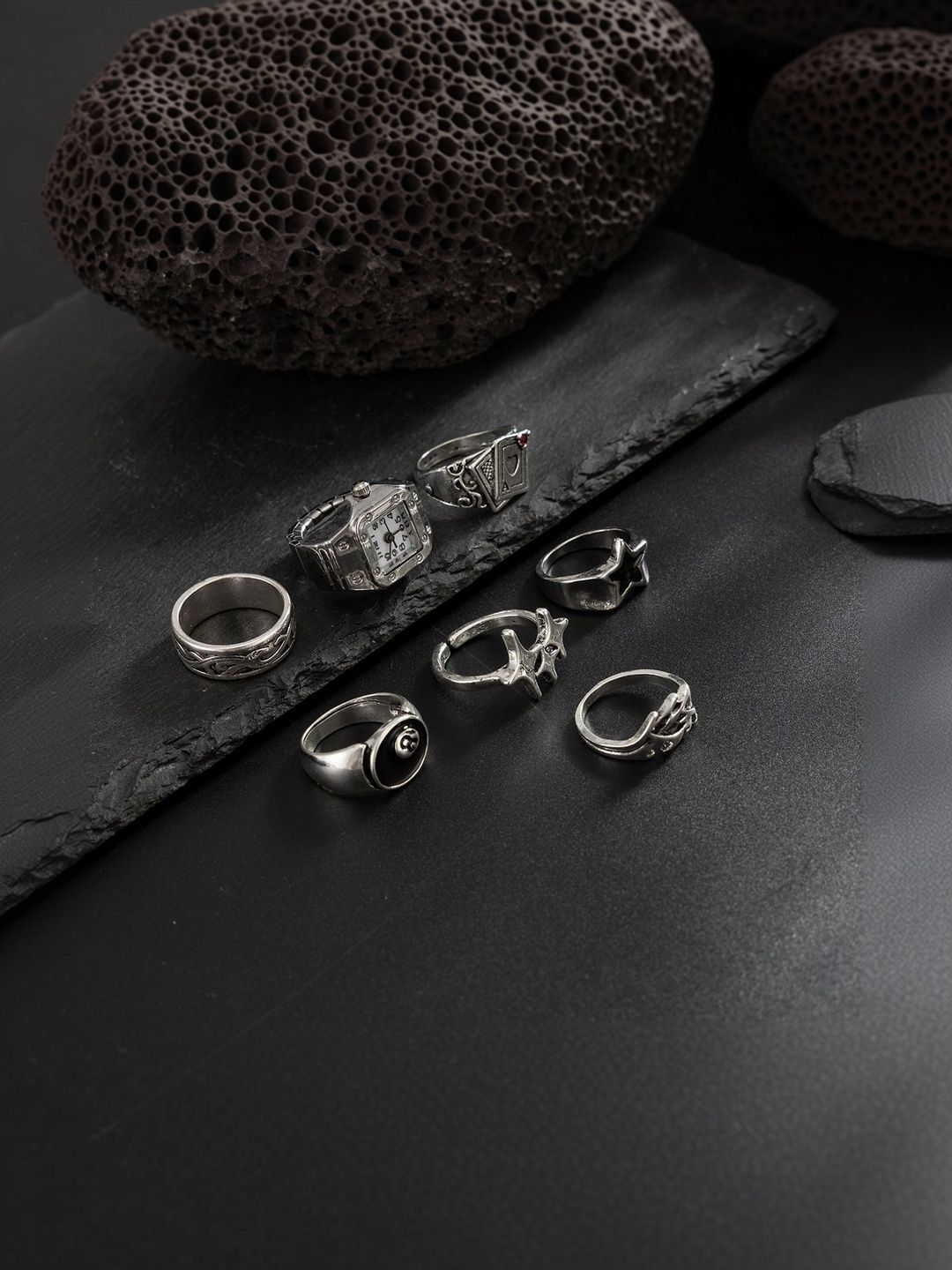 Set of 7 Silver-Plated Finger Ring