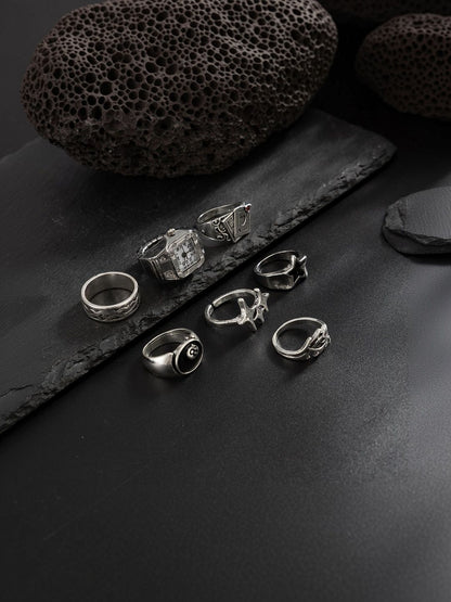 Set of 7 Silver-Plated Finger Ring