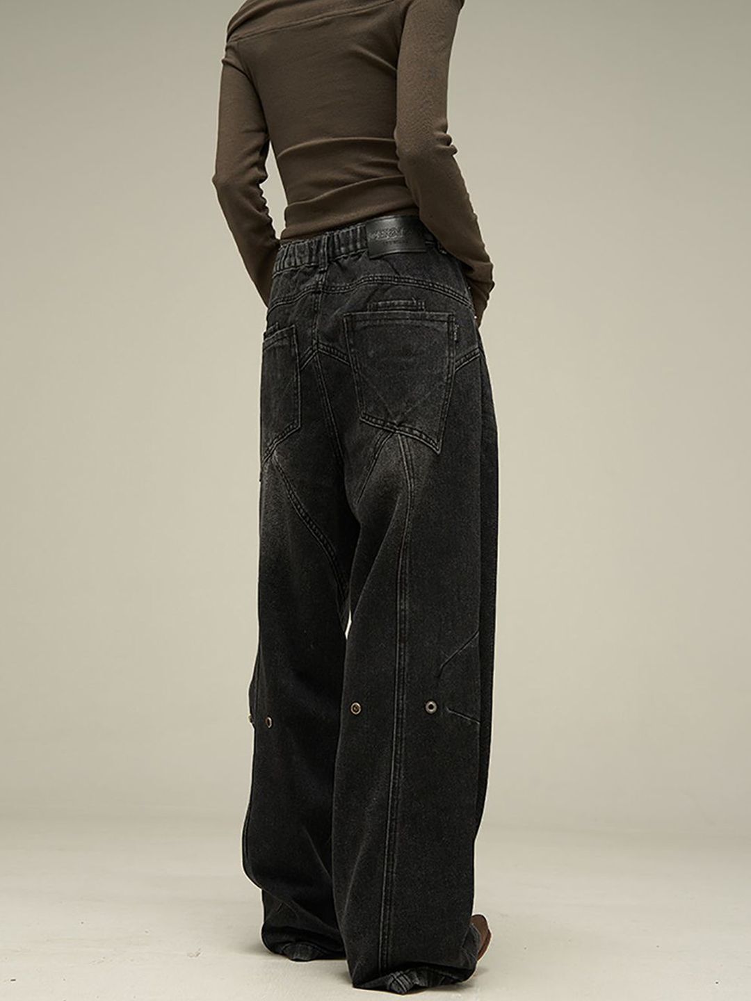 Men Wide Leg Light Fade Mid-Rise Jeans