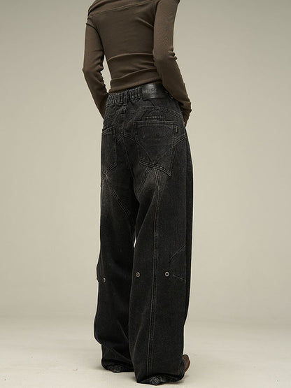 Men Wide Leg Light Fade Mid-Rise Jeans