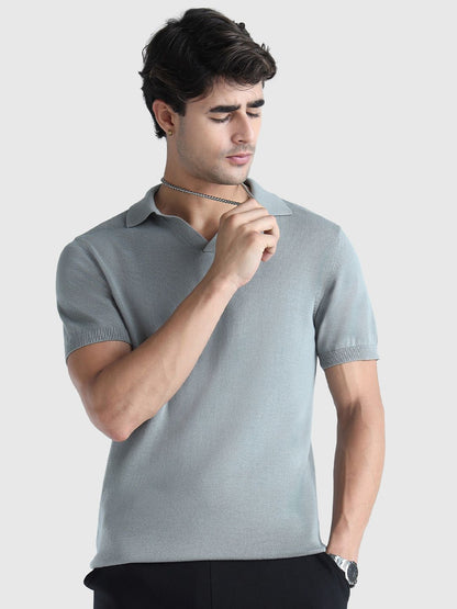 Men Solid Polo Collar Pure Cotton T-shirt