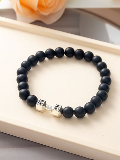 SALTY Pack of 2 Men Strength Beaded Stone Band - Silver