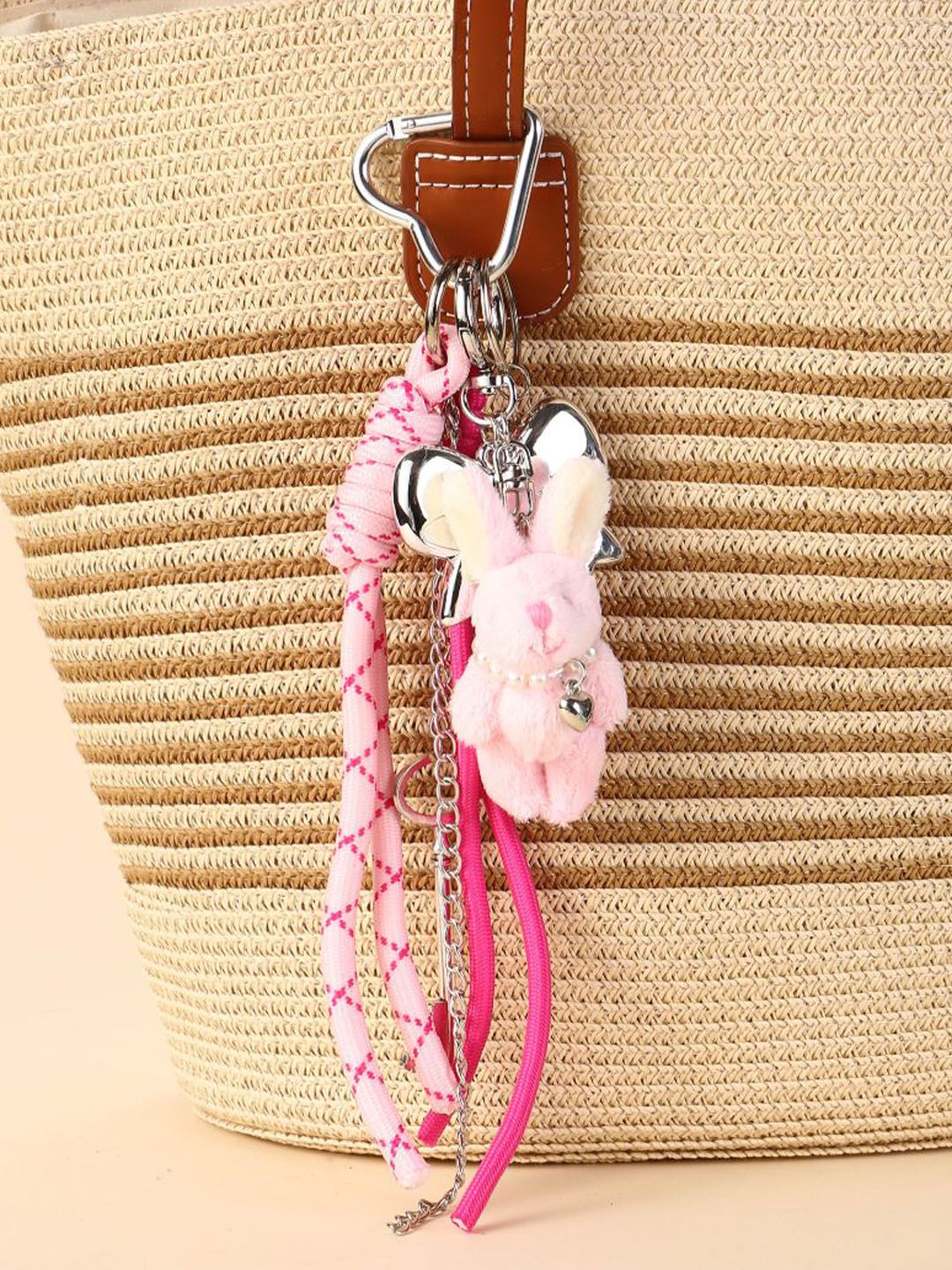 SALTY Pink Bunny Keyring Charm For Bags & Backpacks