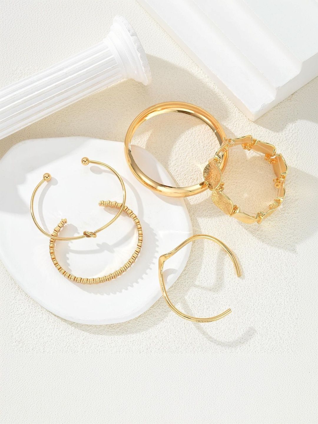 Women 5 Gold-Plated Kada Bracelet