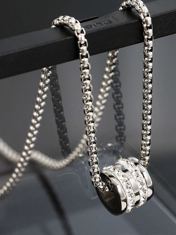 Stainless Steel Silver-Plated Artificial Stones Studded Chain