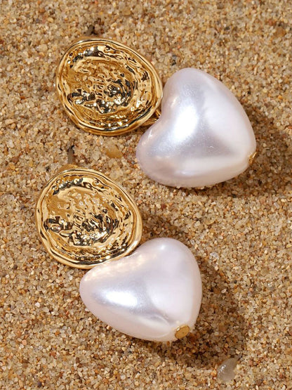 SALTY Heart Shaped Pearls Beaded Drop Earrings