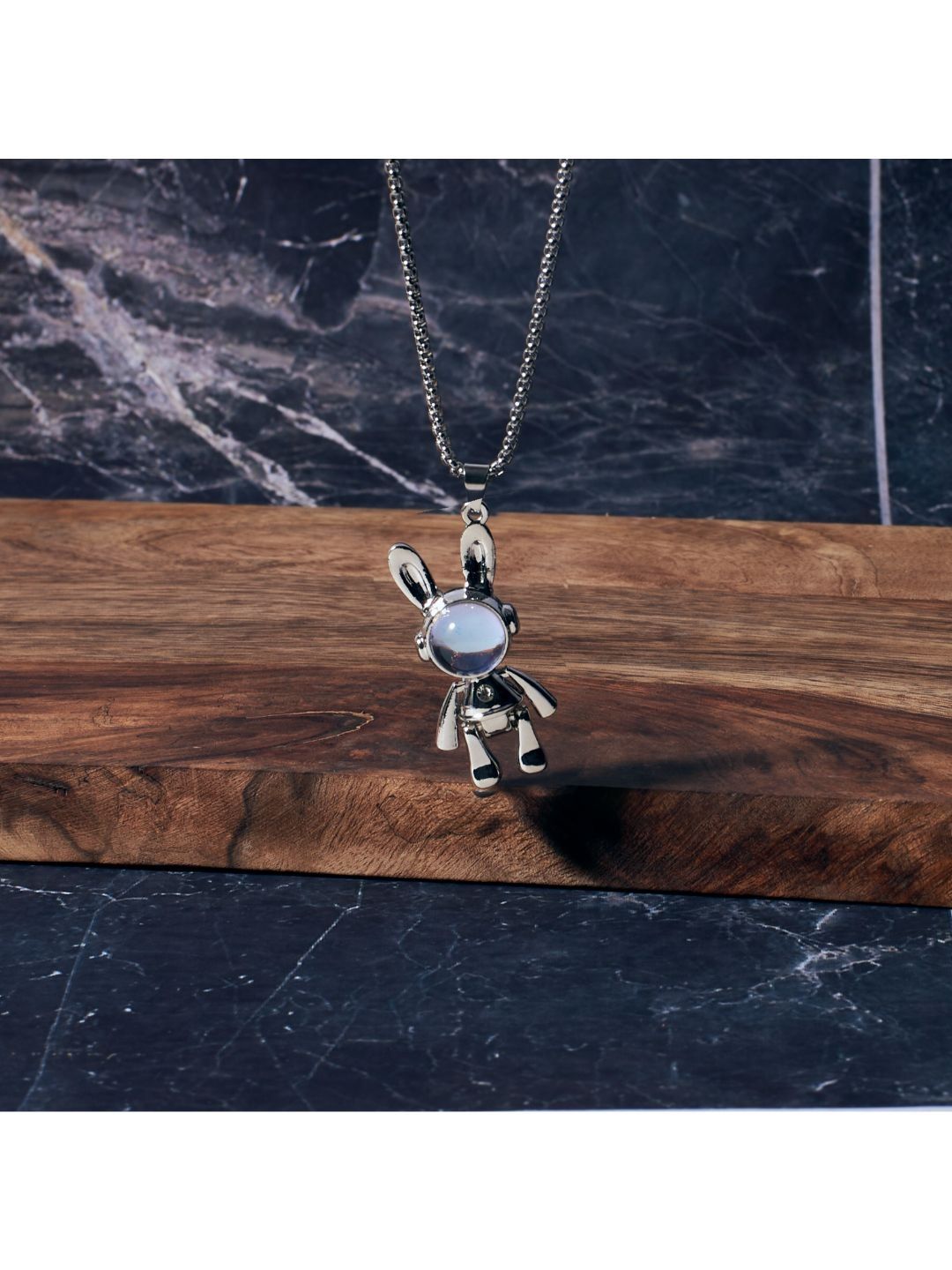 Spaceman Stainless Steel Chain and Cardinal Elegance Ring Combo Jewelry Set