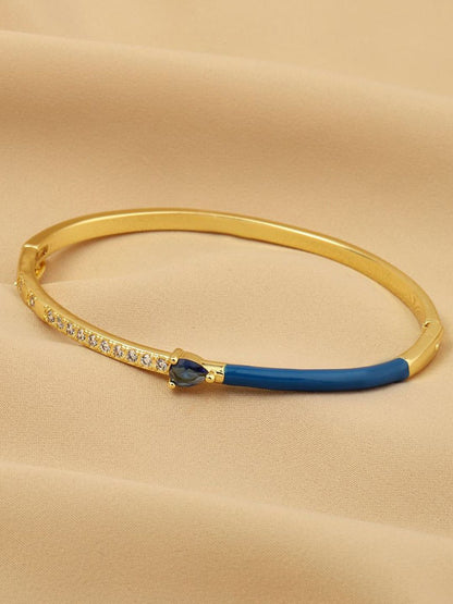 SALTY Gold-Plated Stone Studded Blossom Bangle-Style Bracelet