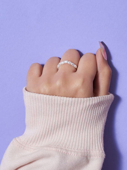 SALTY Set Of 2 Opalescent & Pearlescent Finger Rings