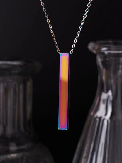 SALTY Men Stainless Steel Rectangle Bar Pendant With Chain