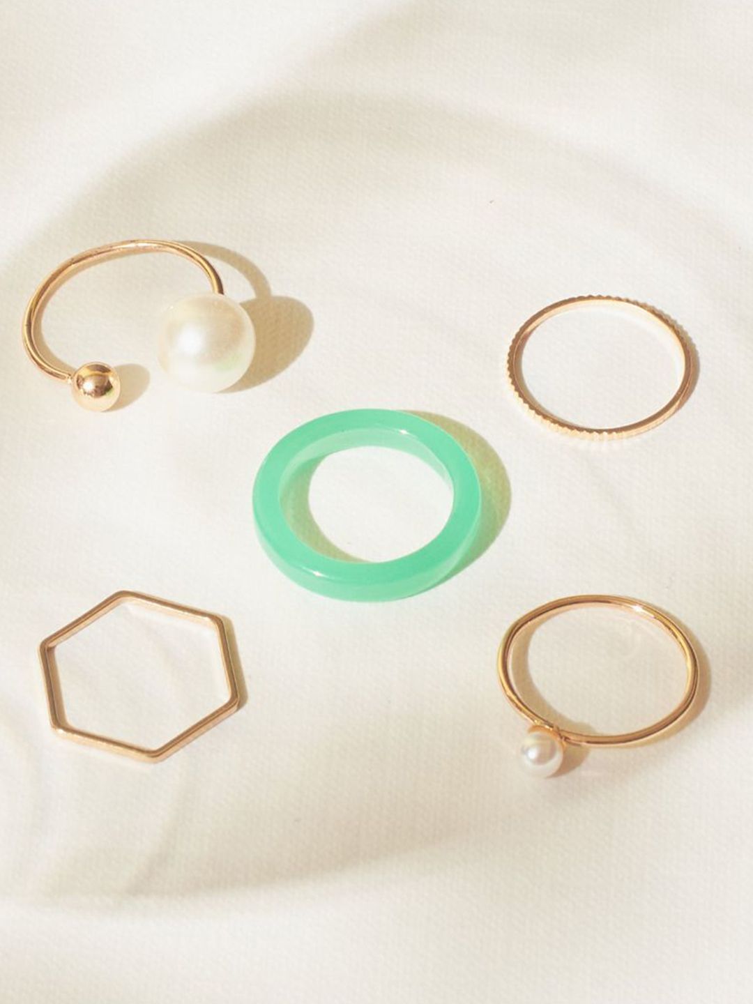 SALTY Set Of 5 Modern Maven Stylish Adjustable Finger Ring
