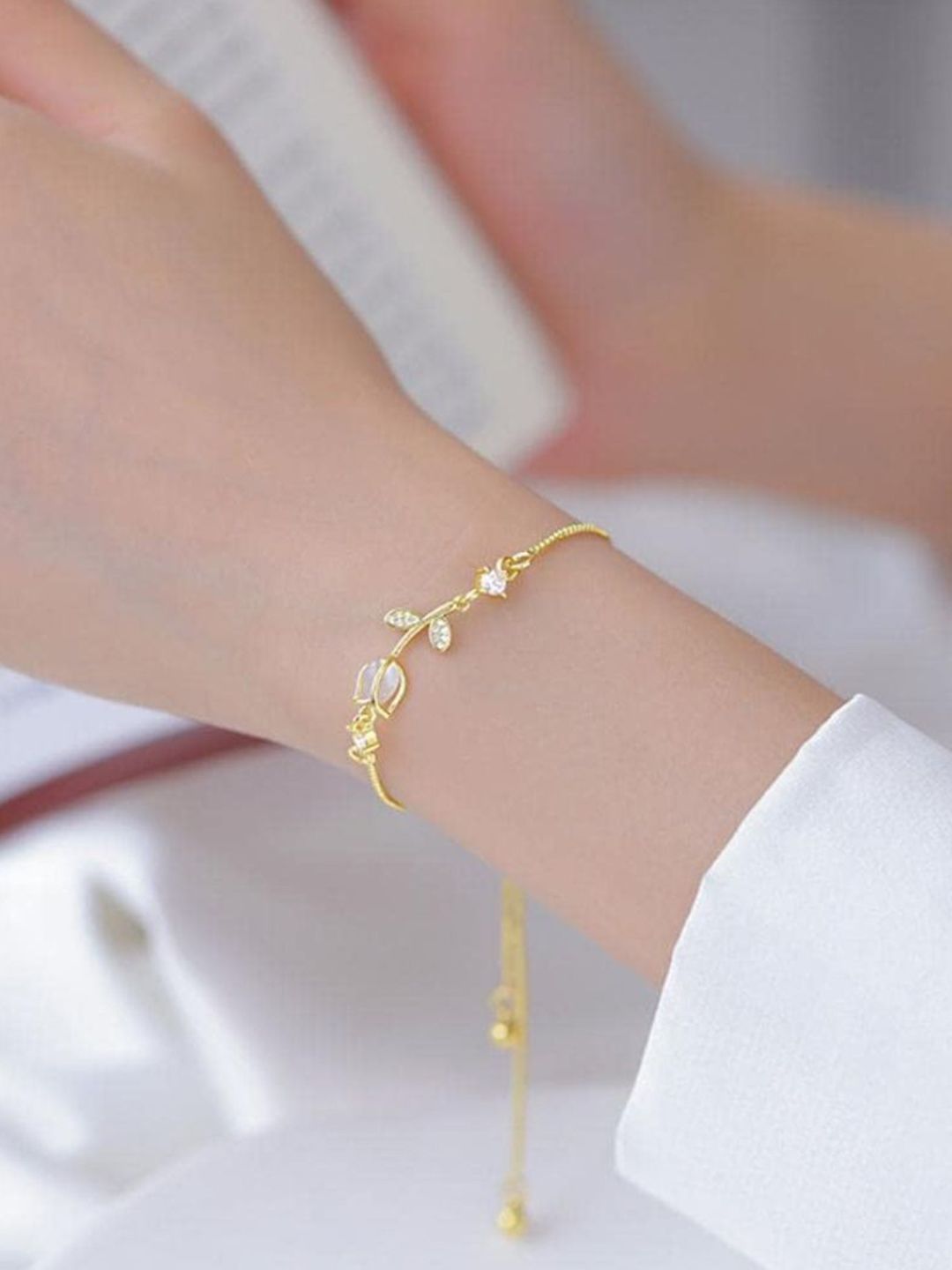 SALTY Women Stainless Steel Stone Studded Wraparound Bracelet