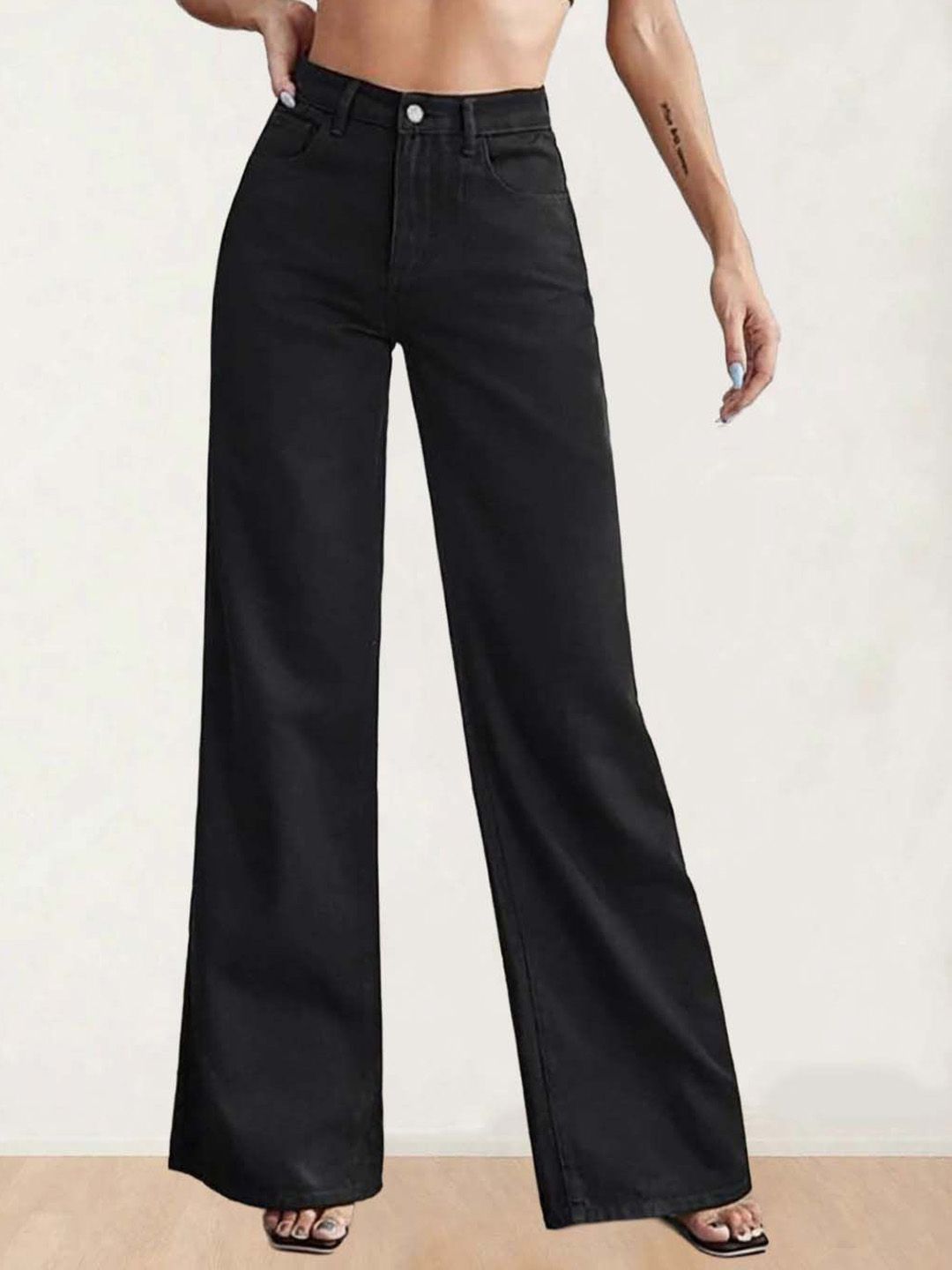 Women Wide Leg High-Rise Stretchable Jeans