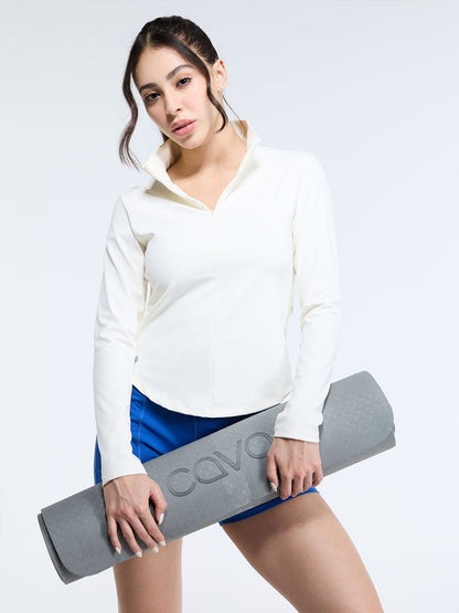 Women Ivory Zip-It-Up Top