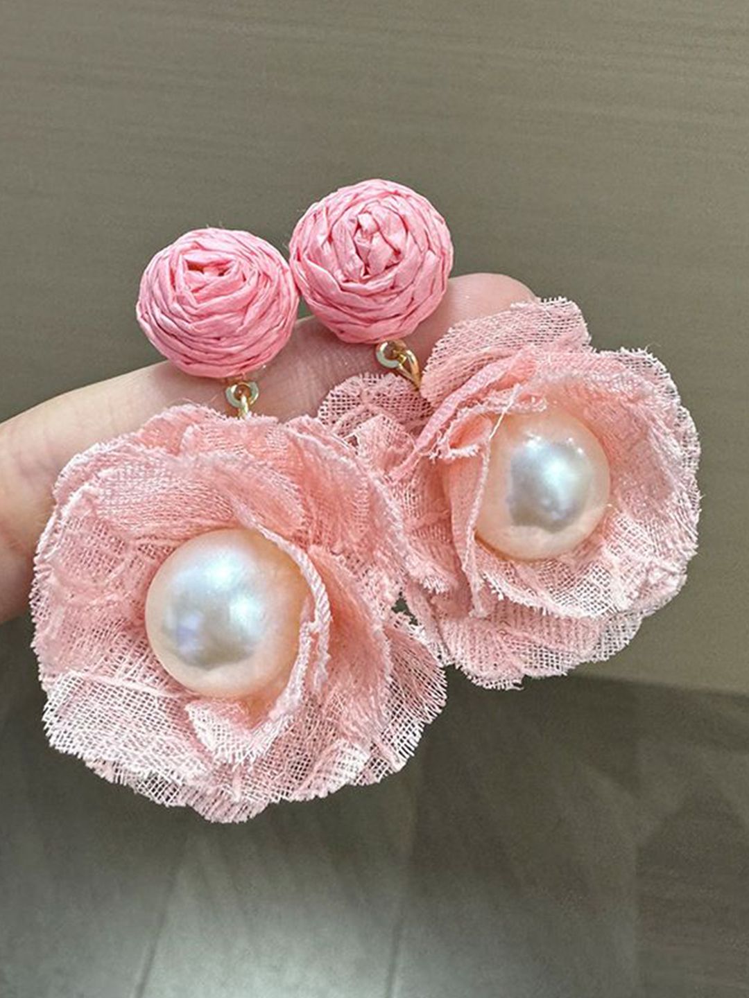 Pearls Beaded Floral Shape Drop Earrings