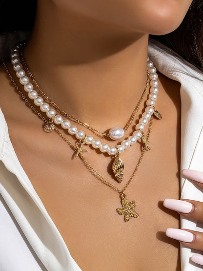Gold-Plated Pearls Layered Chain