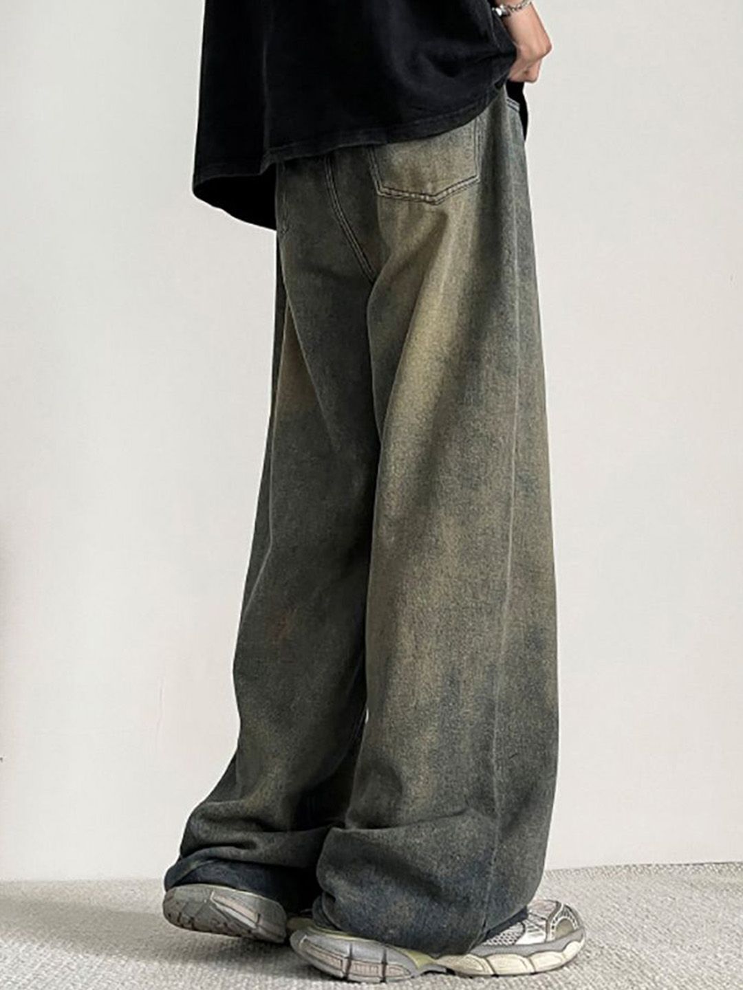 Men Wide Leg Medium Shade Jeans