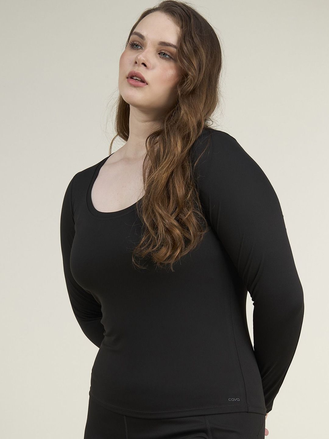 Black Sculpt Scoop Top