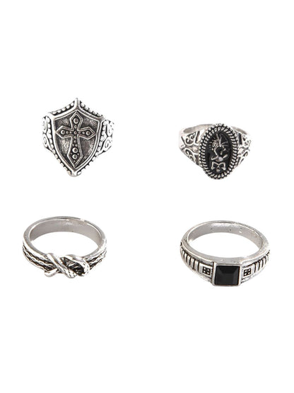 Set Of 4 Silver-Plated Finger Ring