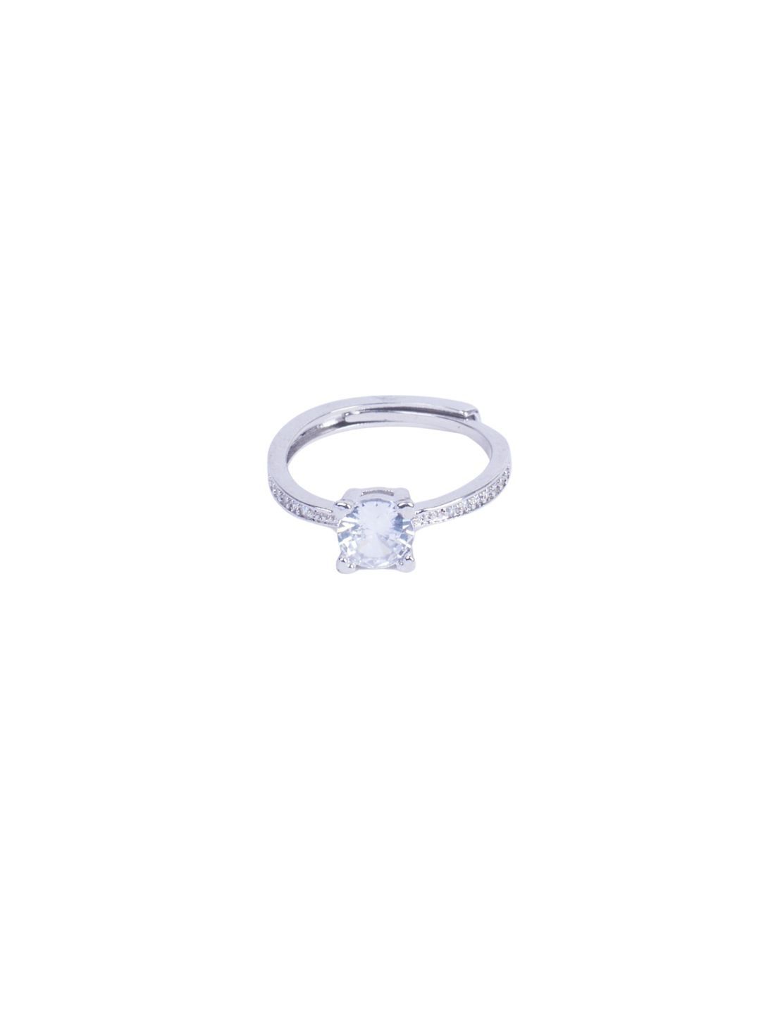 SALTY Silver Princess Cut Gemstone Studded Ring