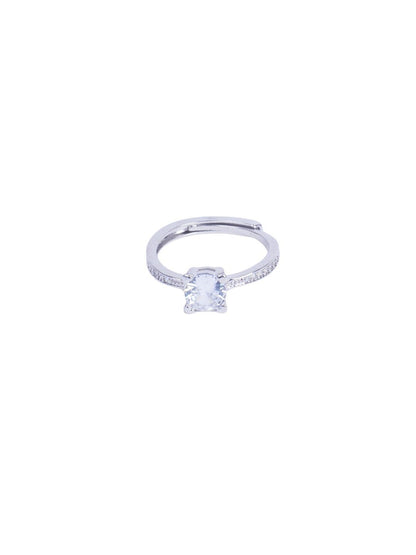 SALTY Silver Princess Cut Gemstone Studded Ring