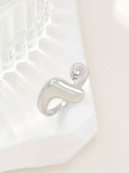 SALTY Chunky Molten Metal Silver Ring For Women & Girls Stylish Adjustable Finger Ring