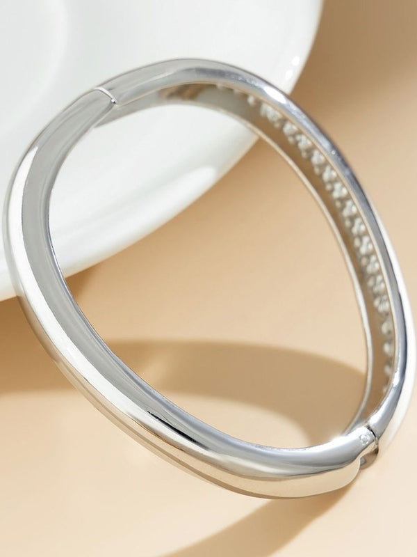 Men Silver-Plated Cuff Bracelet