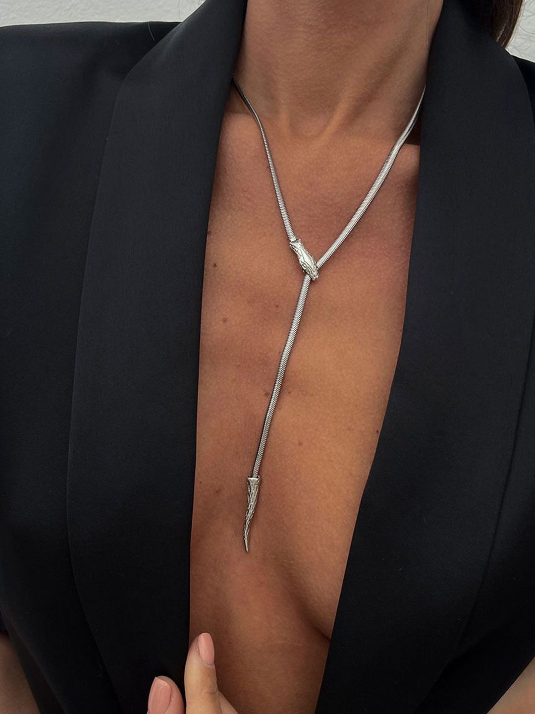 Silver-Plated  Stainless Steel Statement Chain