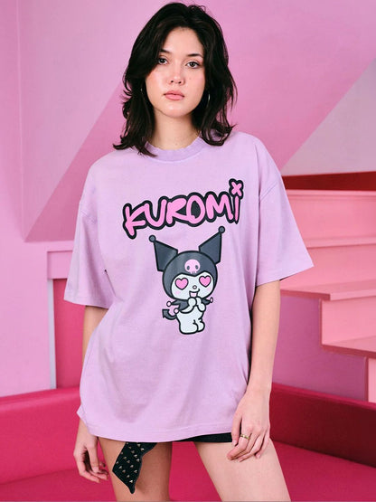Women Printed Raw Edge T-shirt