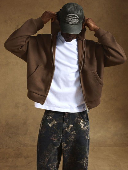 Waffle-knit sweatshirt with zip