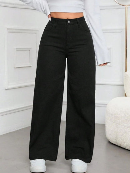Women Classic Wide Leg High-Rise Stretchable Jeans