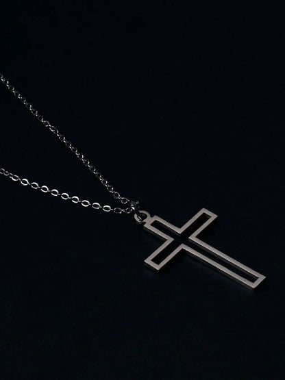 SALTY Set Of 2 Men Jesus Love & Cross Pendant Chain