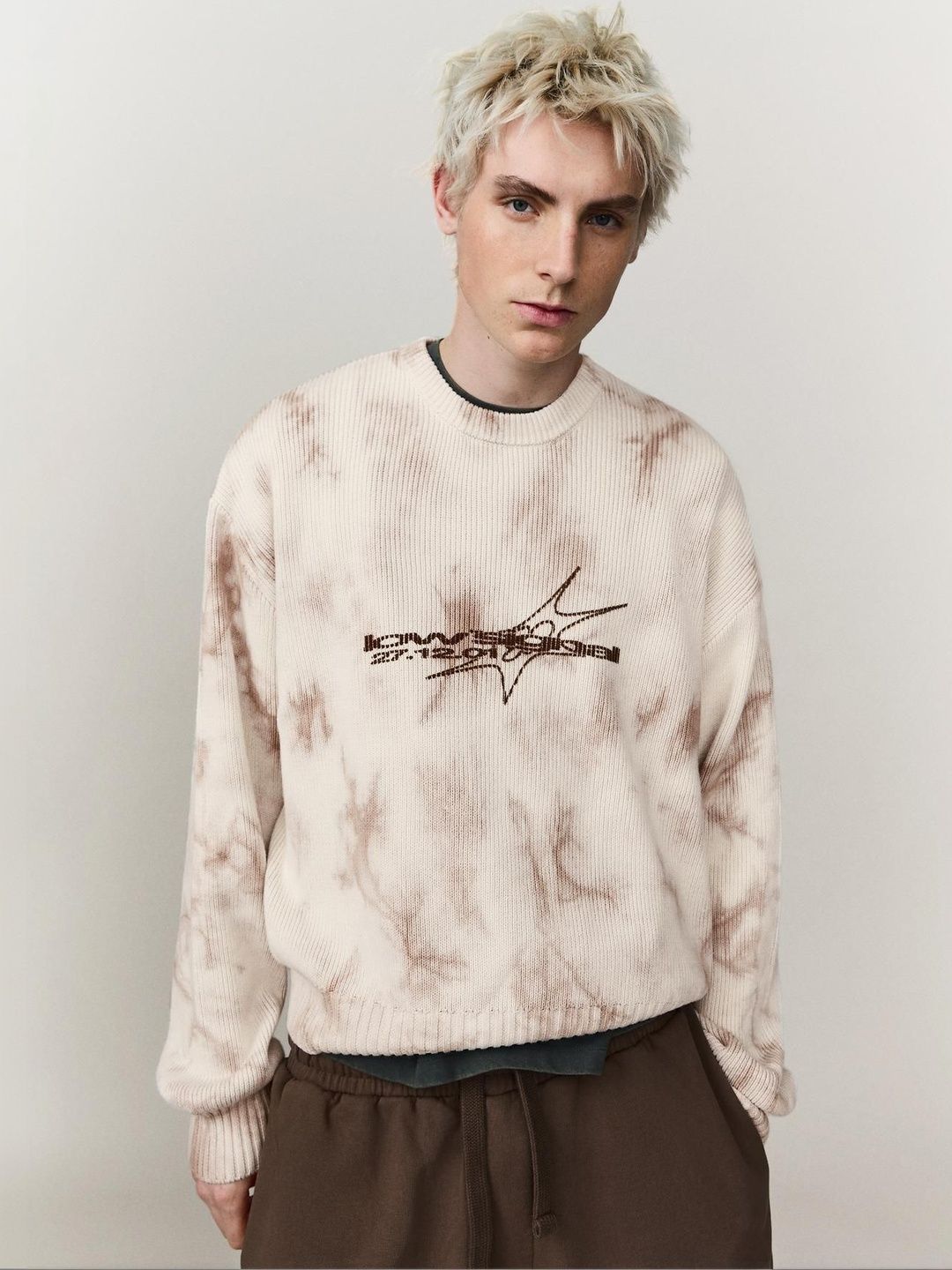 Printed round neck jumper