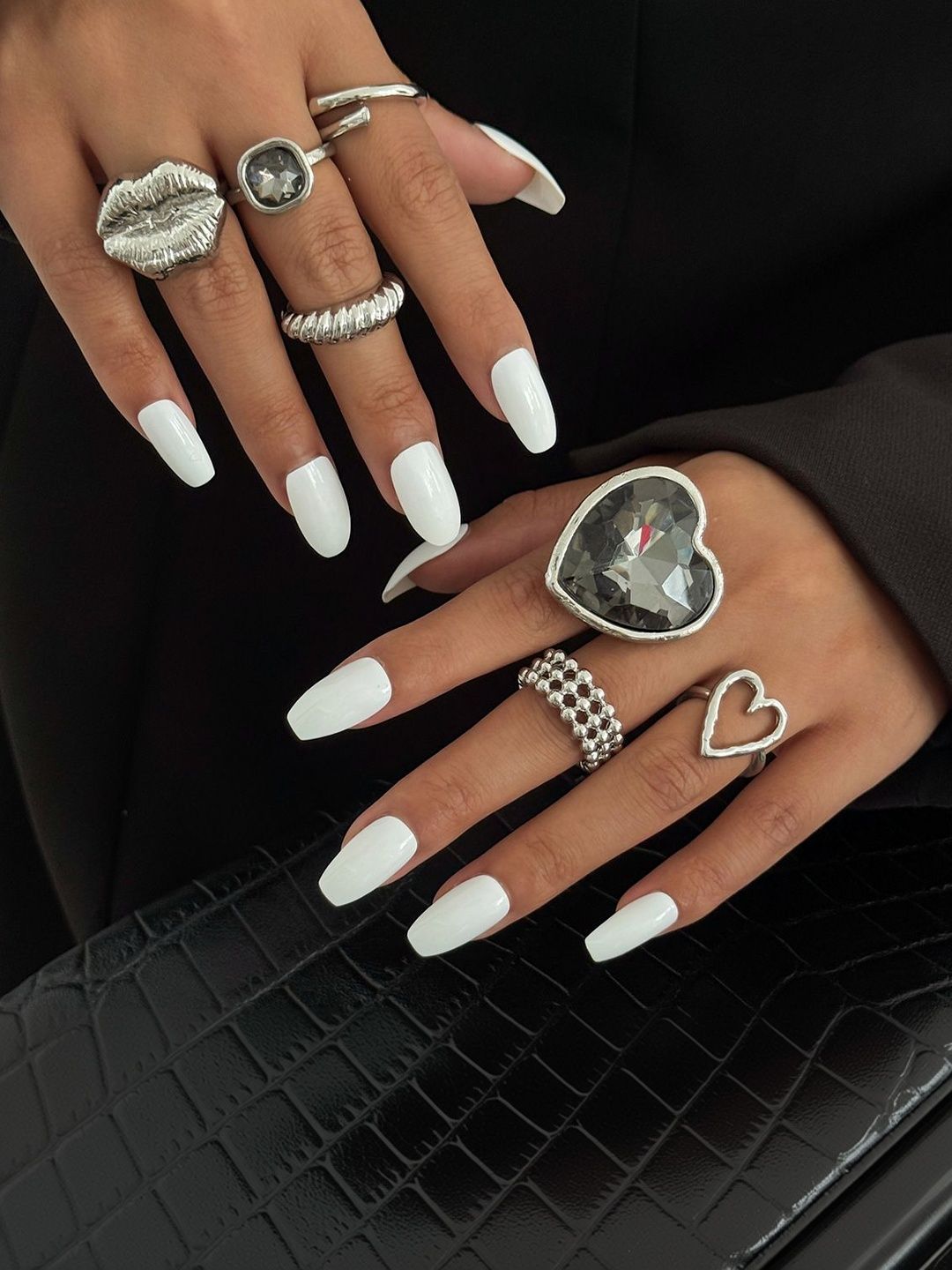 Set of 7 Silver-Plated Finger Ring