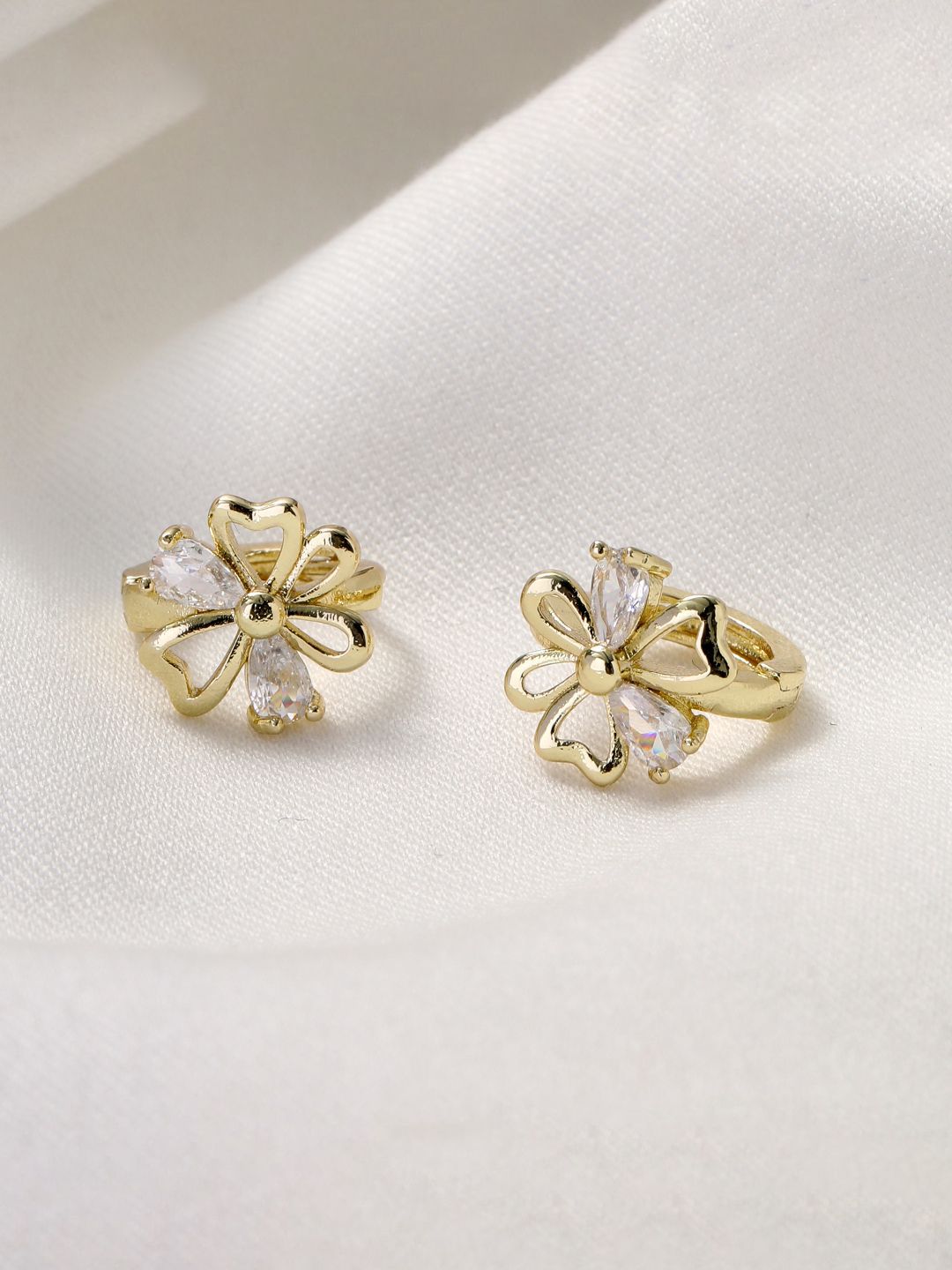 SALTY Gold-Plated Contemporary Artificial Stone Studded Studs Earrings