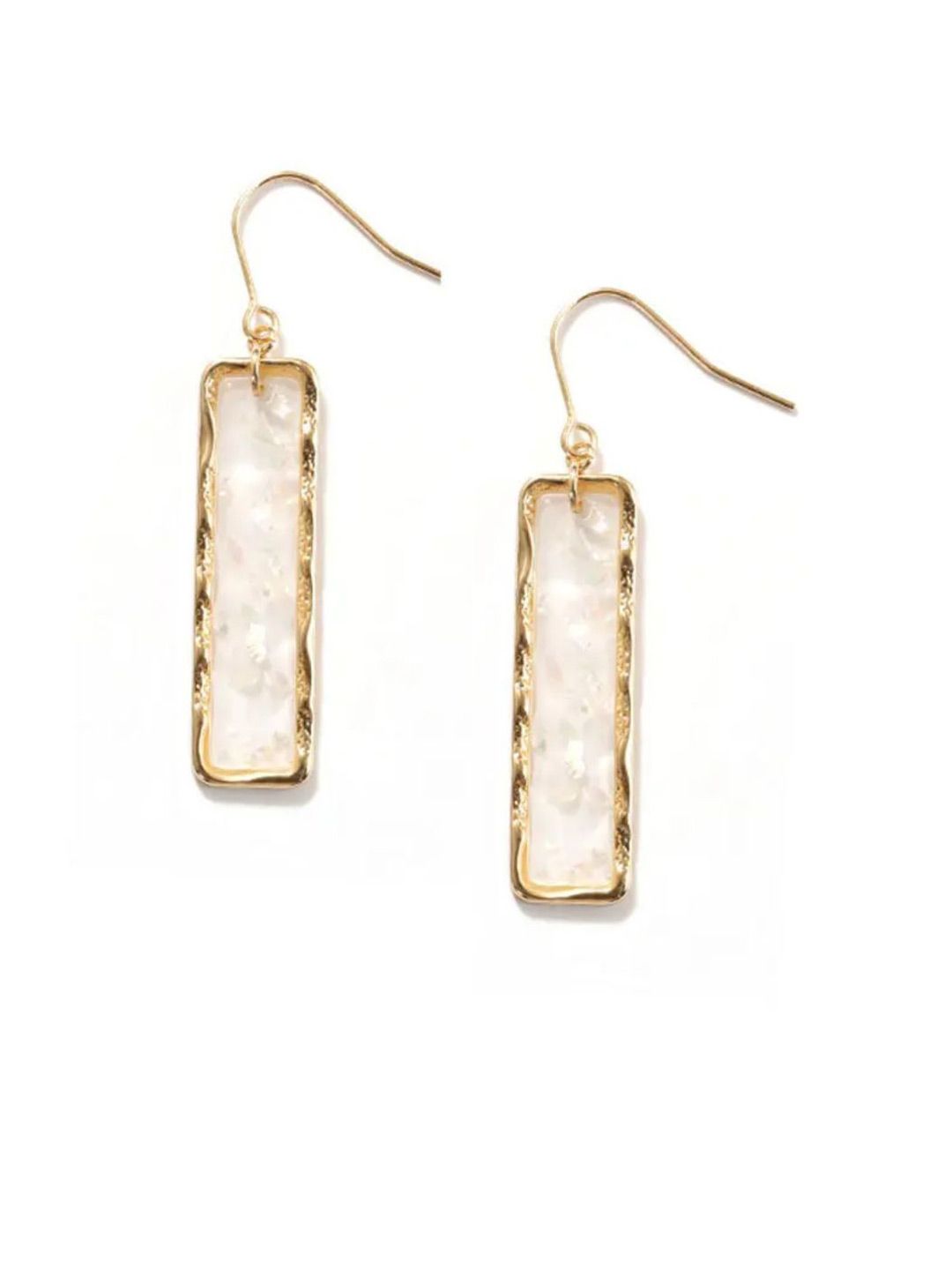 SALTY Pack of 2 Women Resin Long Bar Acrylic Dainty Gold Bling Drop Earrings